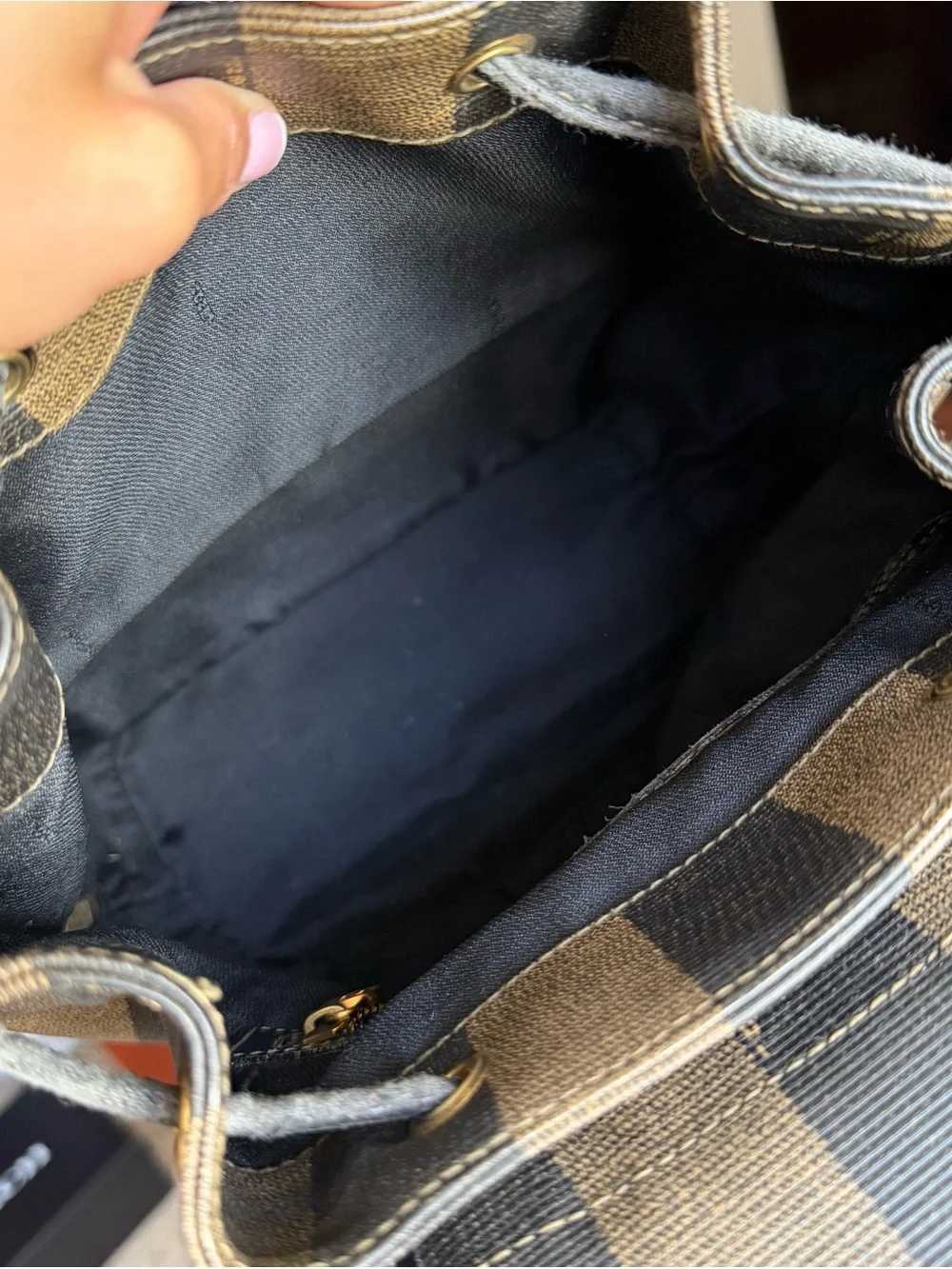 Vintage fendi Pequin Canvas Leather Backpack
